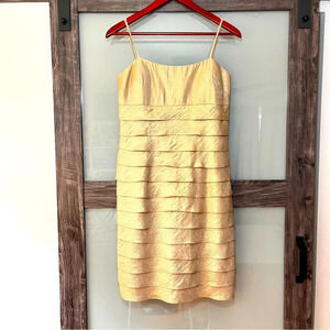 Jessica Howard 90’s Y2K Spaghetti Strap Cocktail Prom Dress 12P Gold Tiered